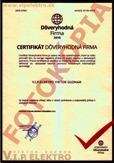 Certifikát Dôveryhodná firma 2015