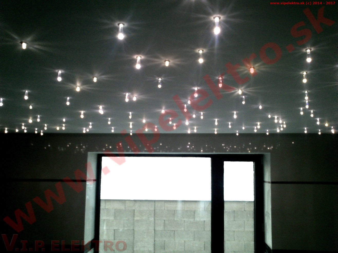 Inštalácia, montáž - dekoračné LED osvetlenie zabudované v strope - swarovski elements